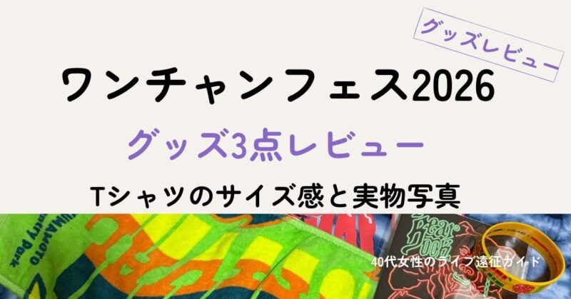 ワンチャンフェス2026 グッズ3点レビュー Tシャツのサイズ感と実物写真